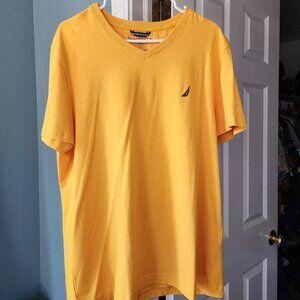 Nautica mens yellow v neck tee tshirt